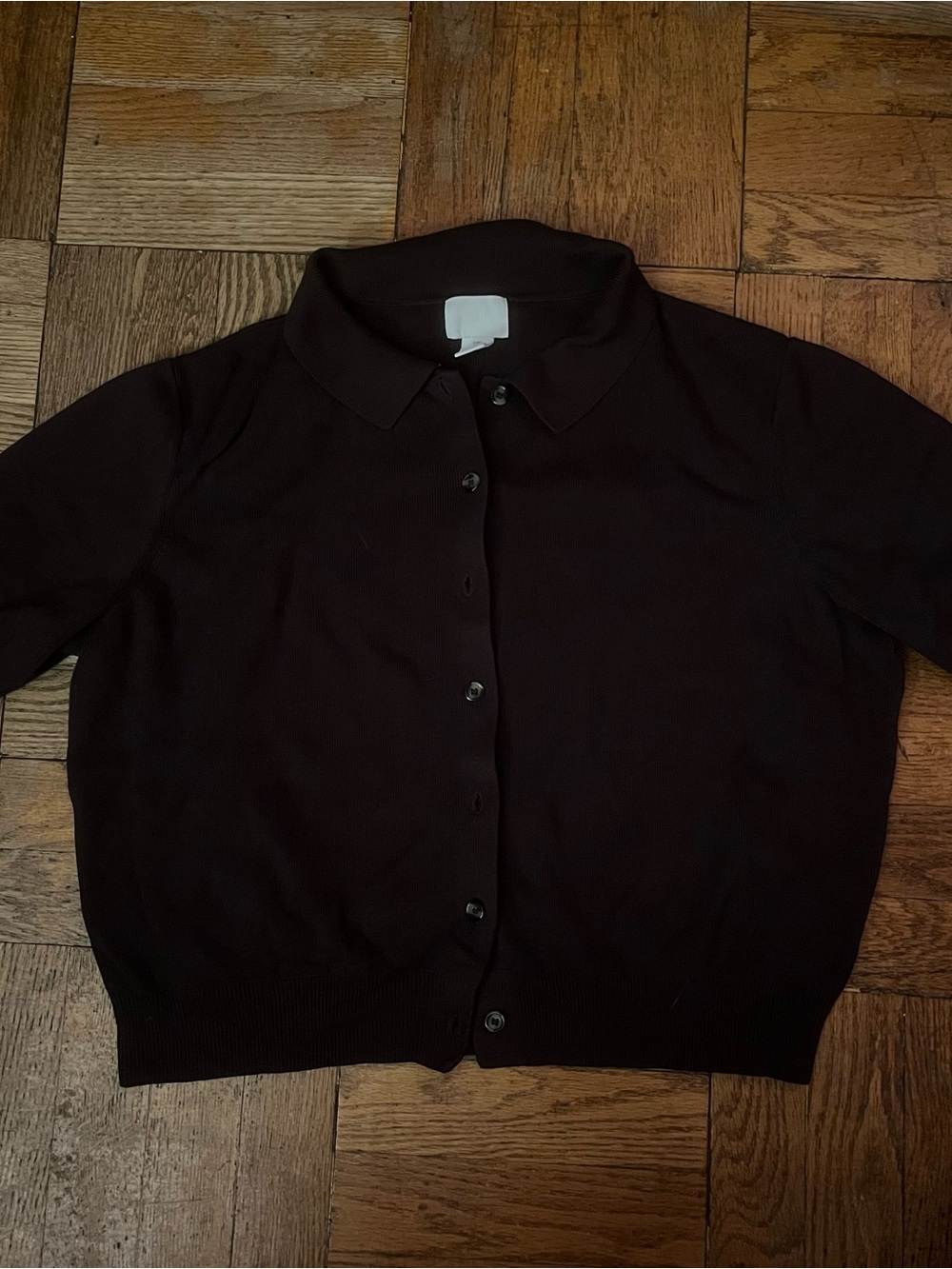 H&M Black Button-Down Collared Knit Top